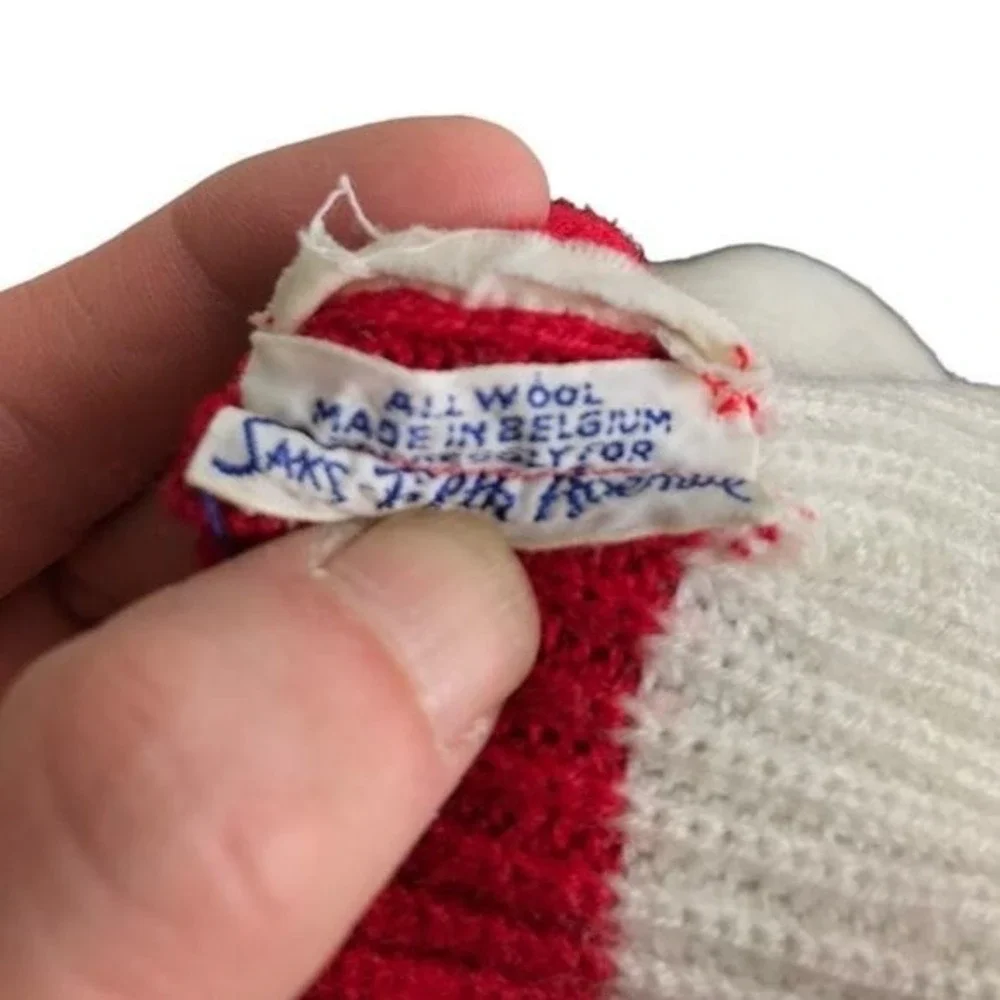 Saks Fifth Avenue Vintage Kids Wool Earflap Ski‎ Hat OS Pom Pom Preppy Americana